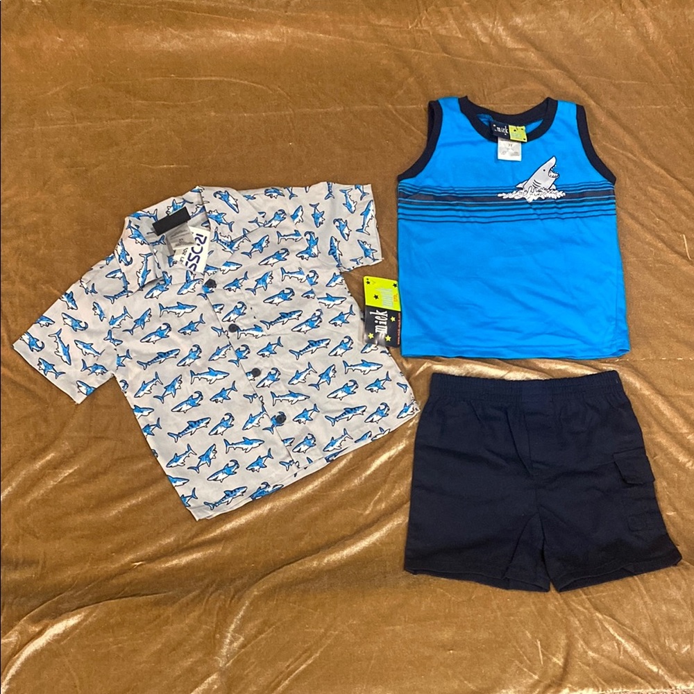 Mick Mack Blue Shark Pattern Set